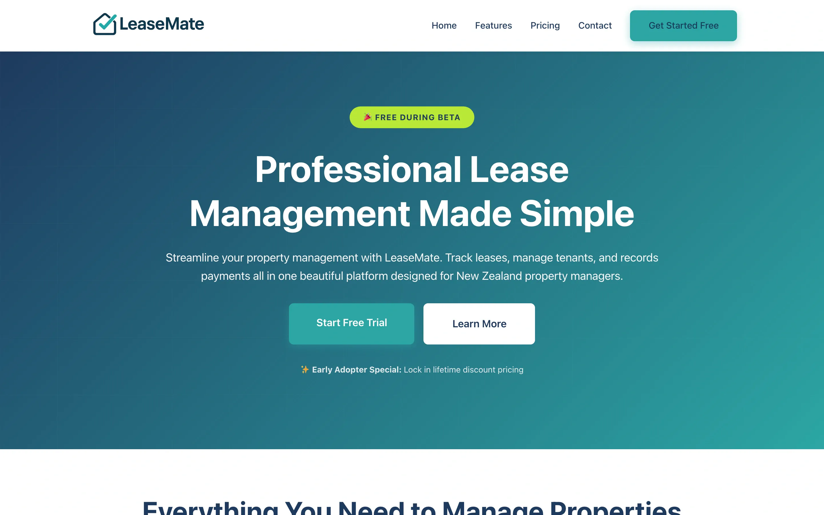 LeaseMate website home page