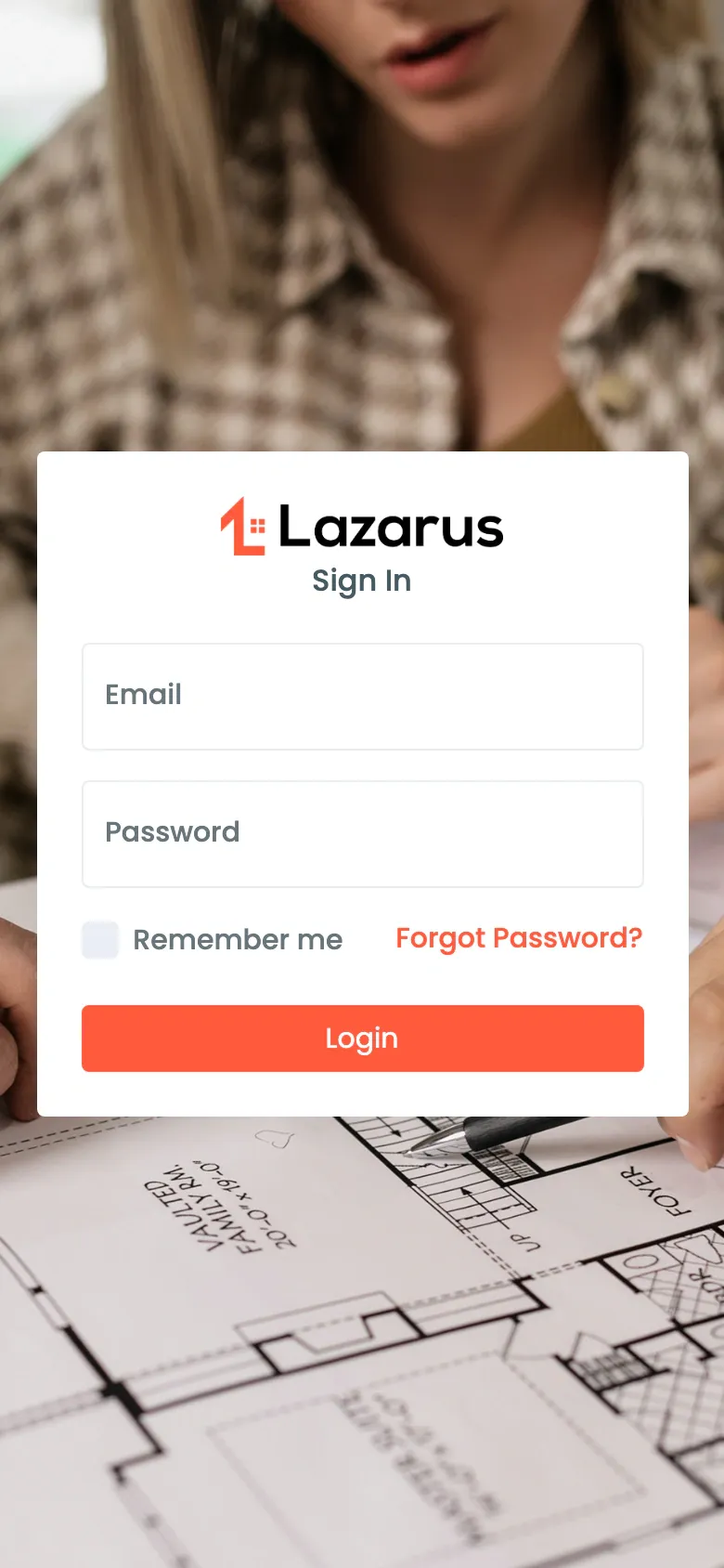 Lazarus agents portal sign-in on a phone, full page